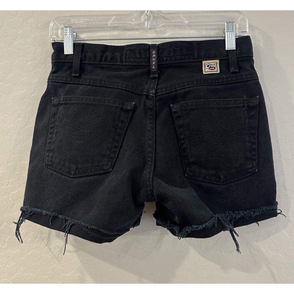 Cruel Girl Y2K Low Rise Slim Shorts Black Size 1 2000’s 90’s Low Rise Cuffed‎ - Picture 4 of 7